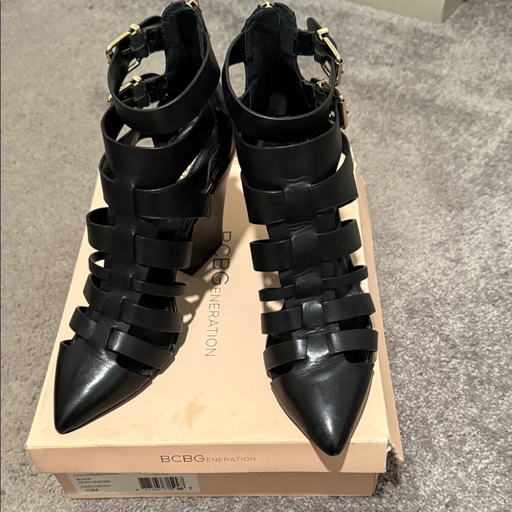BCBGeneration Black Caged Booties